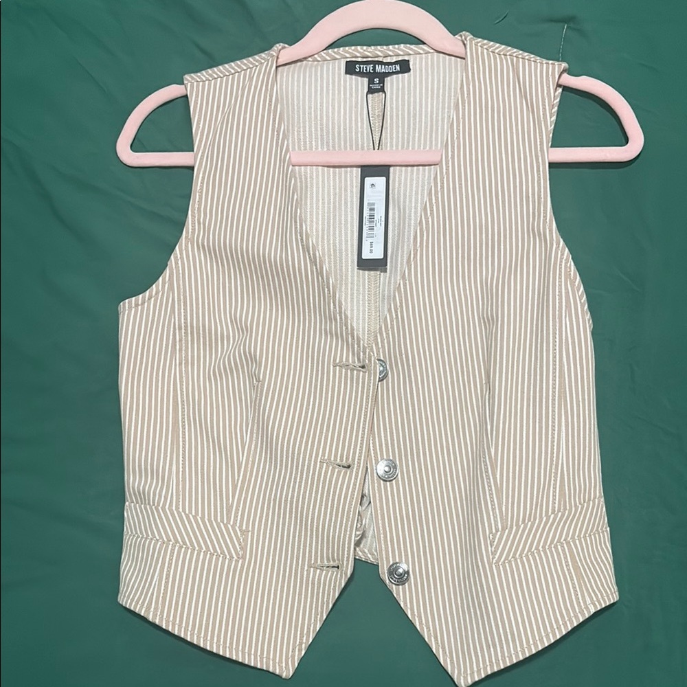 Steve Madden Tan Pinstripe Vest